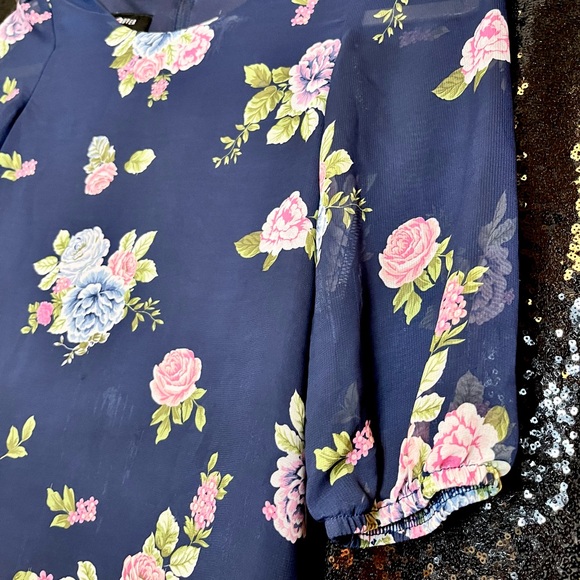 Amy Byer Navy Floral‎ Kids Dress - Picture 4 of 9